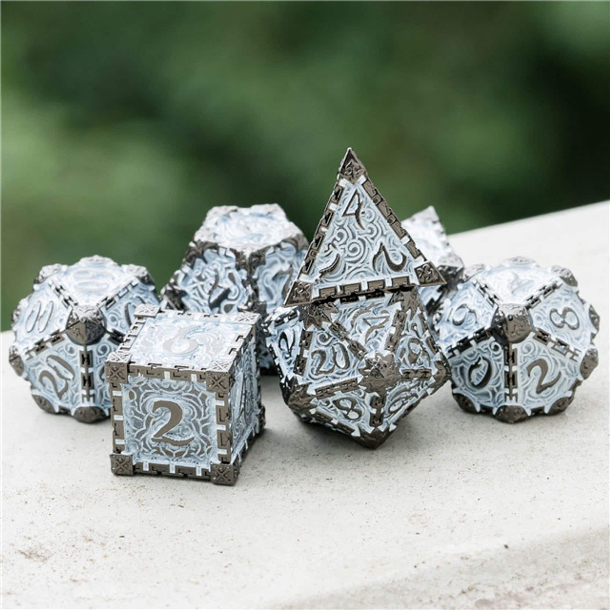 Dagger of Venom Black White Metal Rogue TTRPG/DND DICE SET - Dicemaniac