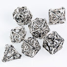 Hollow Shiny Silver Hand Crafted Bones Metal DND/TTRPG Dice set - Dicemaniac