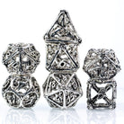 Hollow Shiny Silver Hand Crafted Bones Metal DND/TTRPG Dice set - Dicemaniac
