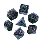 Mystic Black and Green Guarded City Walls Metal DND/TTRPG Dice set - Dicemaniac