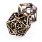 Hollow Antique Gold Hand Crafted Bones Metal DND/TTRPG Dice set - Dicemaniac