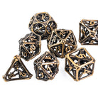 Hollow Antique Gold Hand Crafted Bones Metal DND/TTRPG Dice set - Dicemaniac