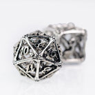 Hollow Shiny Silver Hand Crafted Bones Metal DND/TTRPG Dice set - Dicemaniac