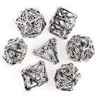Hollow Shiny Silver Hand Crafted Bones Metal DND/TTRPG Dice set - Dicemaniac