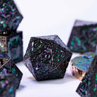 Mystic Black and Green Guarded City Walls Metal DND/TTRPG Dice set - Dicemaniac