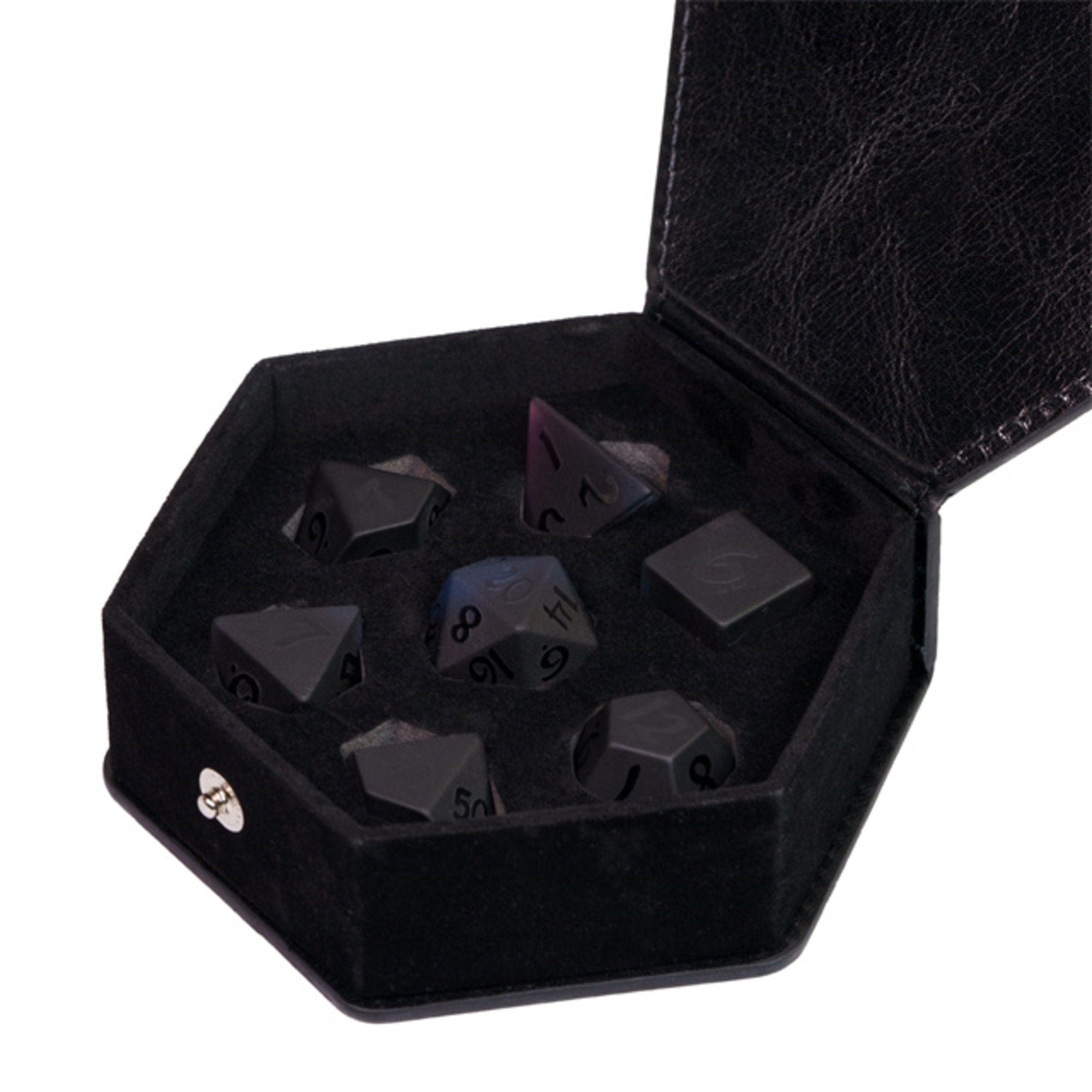 Black and Purple Glass Coloured Glaze DND/ TTRPG Dice Set - Dicemaniac