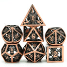 Retro Hollow Shield Copper Metal DND/TTRPG Dice set - Dicemaniac