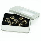 Retro Hollow Shield Brass Metal DND/TTRPG DICE SET - Dicemaniac