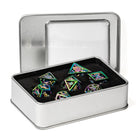 Retro Hollow Shield Translucent Metal DND/TTRPG Dice set - Dicemaniac