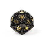 Black and Gold Dragon Guarded City Walls Metal DND/TTRPG Dice set - Dicemaniac