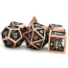 Retro Hollow Shield Copper Metal DND/TTRPG Dice set - Dicemaniac