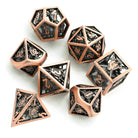 Retro Hollow Shield Copper Metal DND/TTRPG Dice set - Dicemaniac