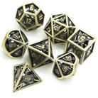 Retro Hollow Shield Brass Metal DND/TTRPG DICE SET - Dicemaniac