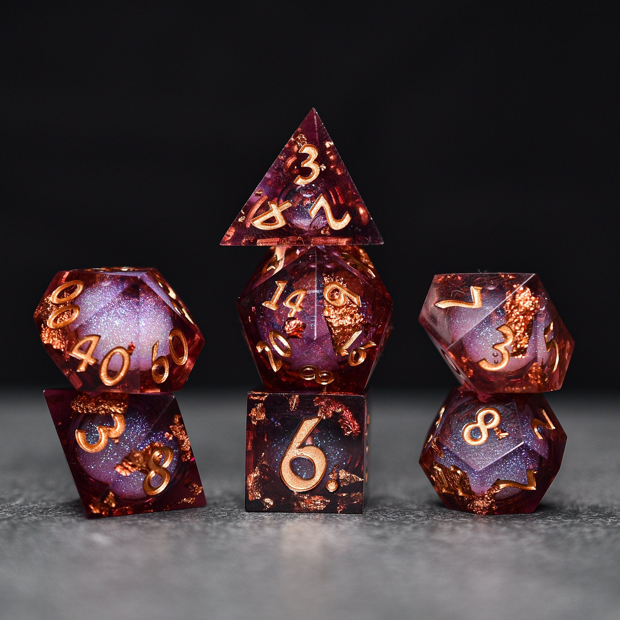 Cherry Blossom Liquid Core Sharp Edge DND/TTRPG Dice set